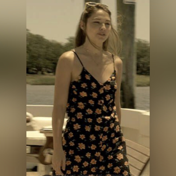 Divided Dresses & Skirts - Divided (H&M) black and orange floral dress ASO Sarah Cameron